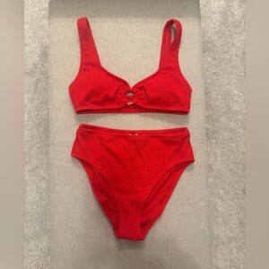 J.crew scrunchie Red Ring-Detail Bikini Set